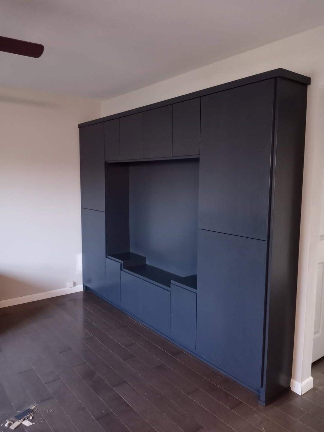 Custom black built-in media wall