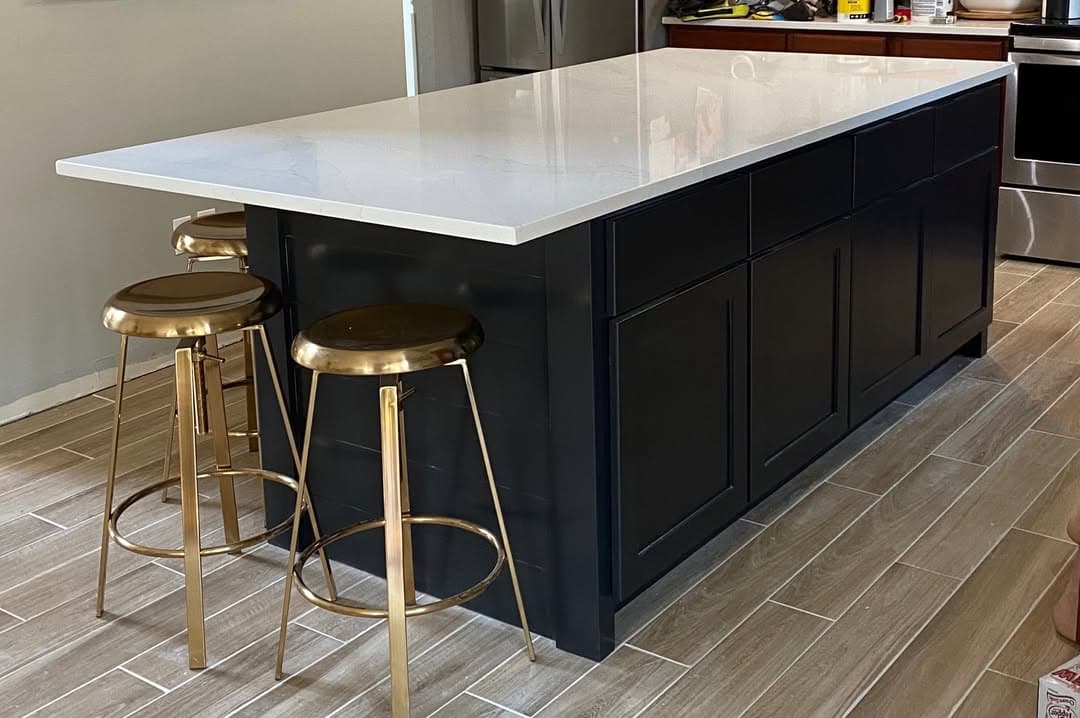Custom dark kitchen island and countertop