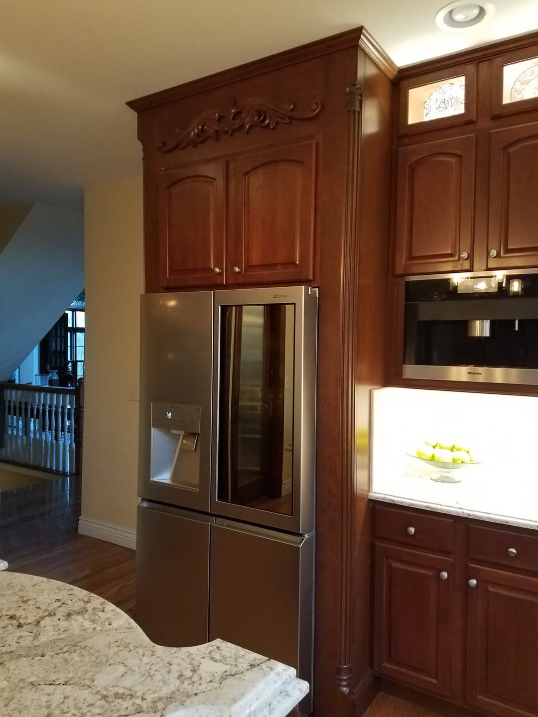 Custom cherry kitchen cabinetry detail