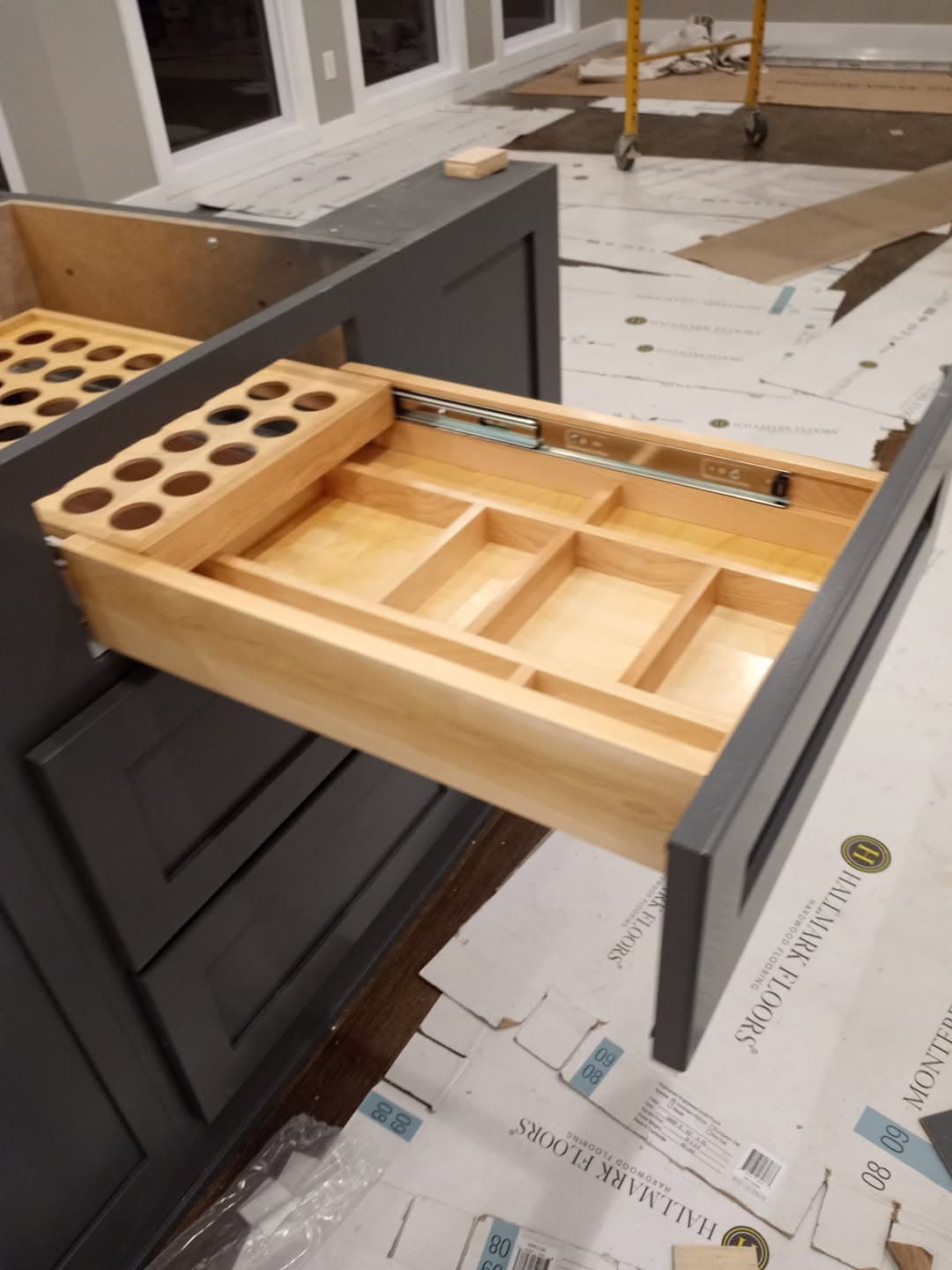 Custom pantry with adjustable wood shelving