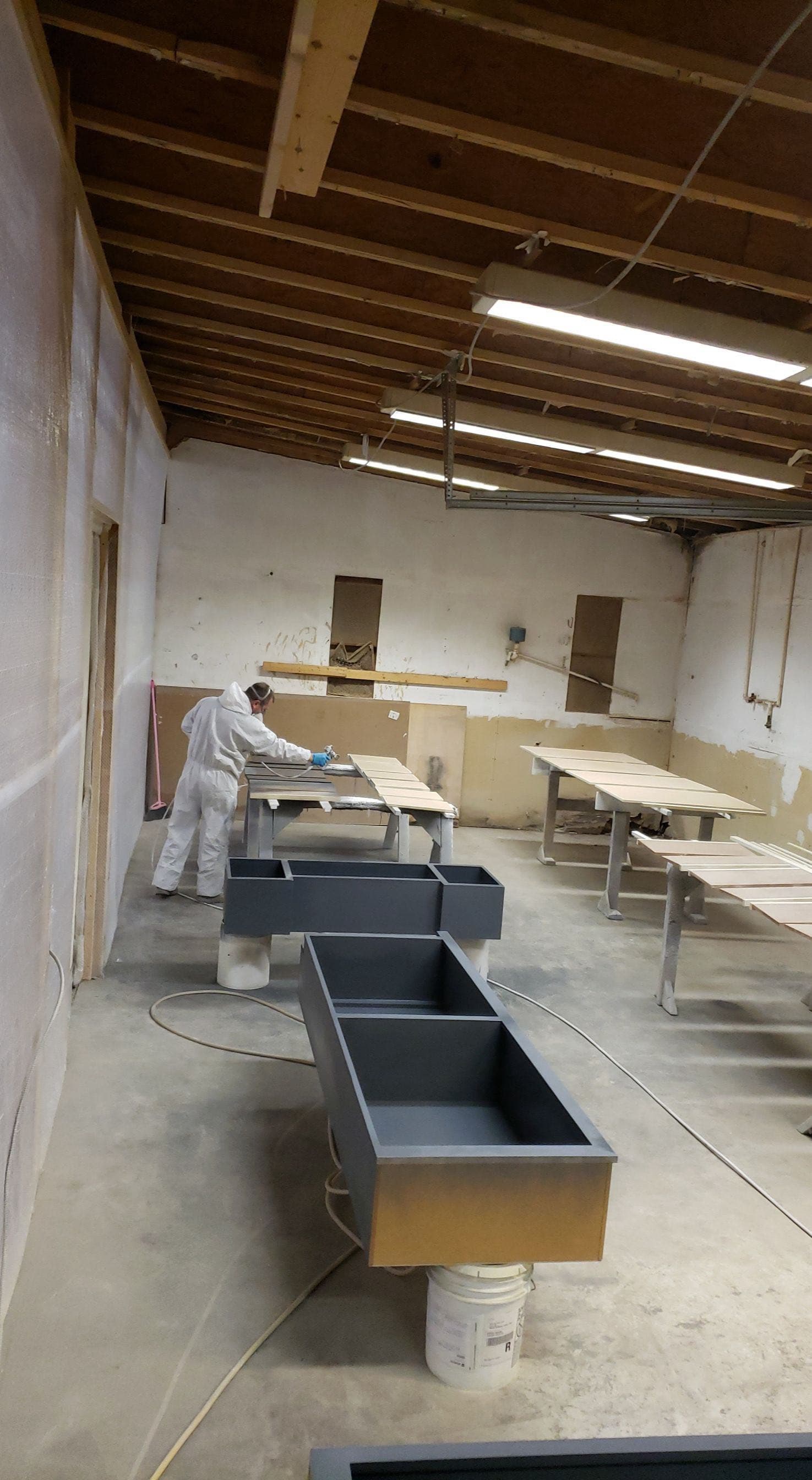 Custom cabinetry under construction in the workshop