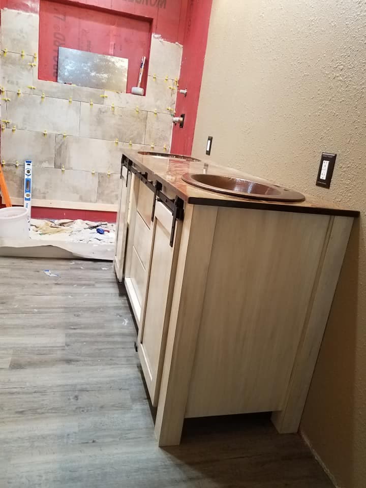 Custom unfinished kitchen cabinet installation