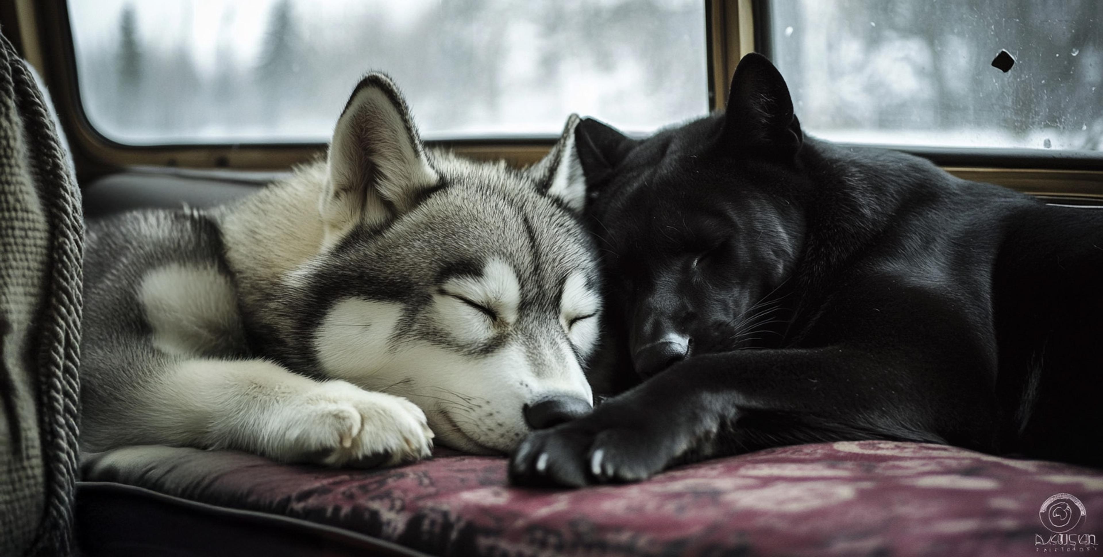 Husky and puma chilling