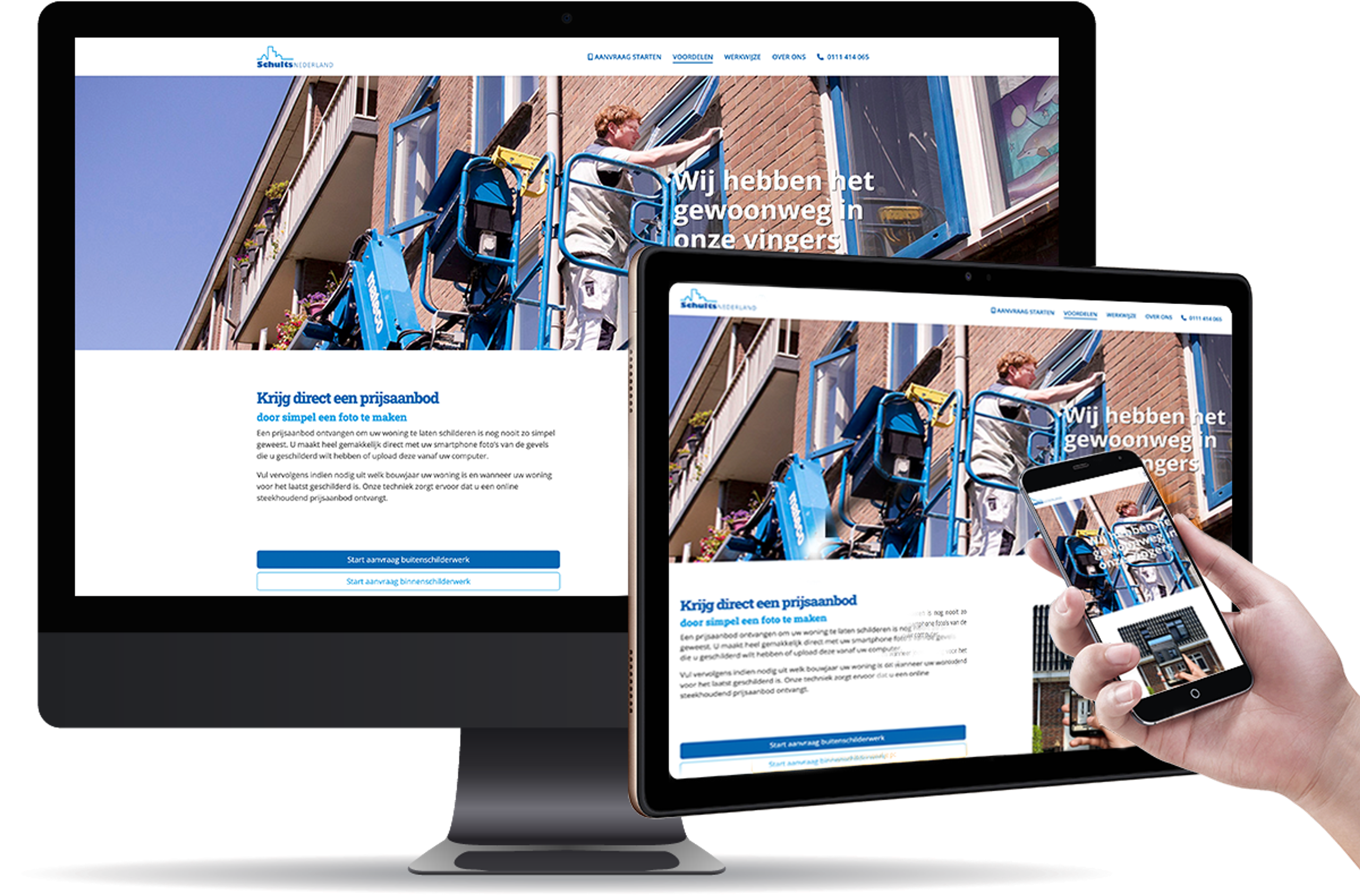 Professioenele website voor mobiel, tablet en desktopcomputers