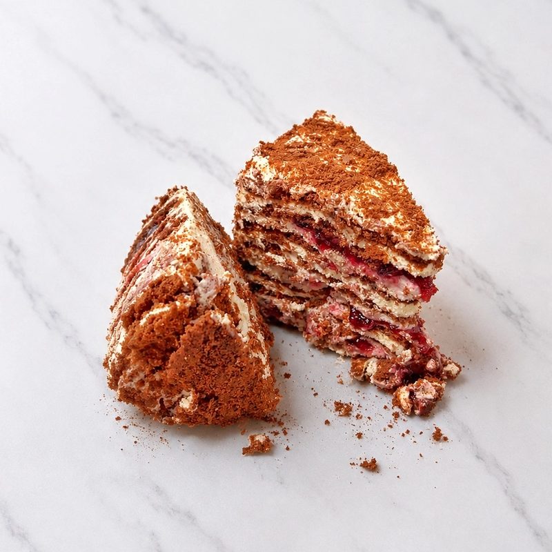 Honey Cake with drunken cherry