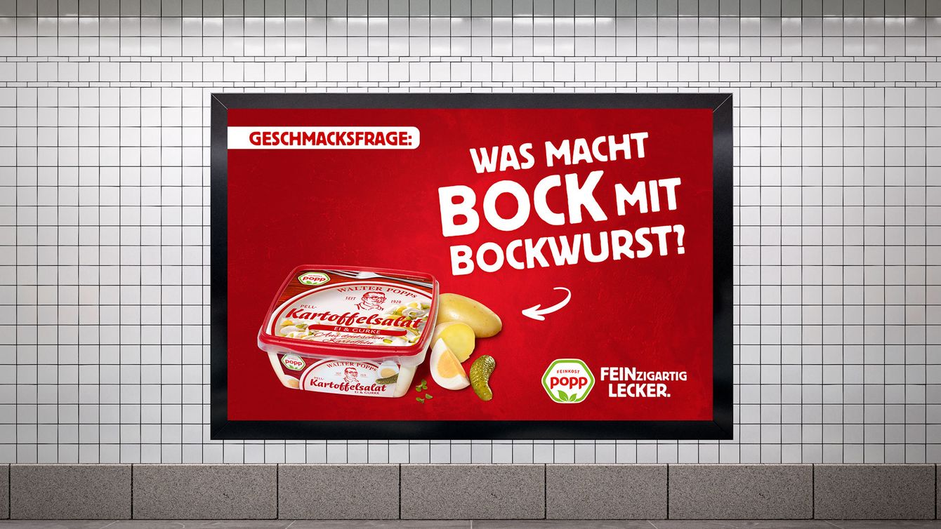 Out-of-Home Motiv mit der Geschmacksfrage "Was macht Bock mit Bockwurst?"
