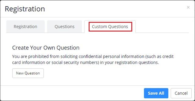 Custom Questions tab