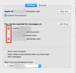 Select addresses to send and receive messages
