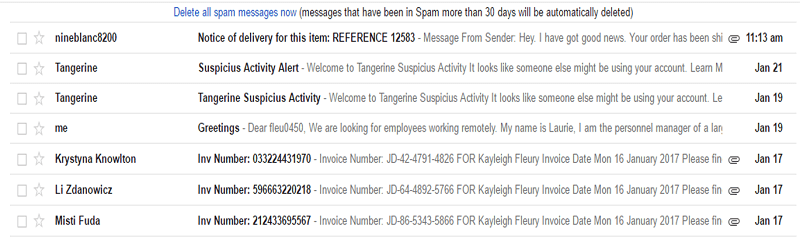Gmail Report Spam button