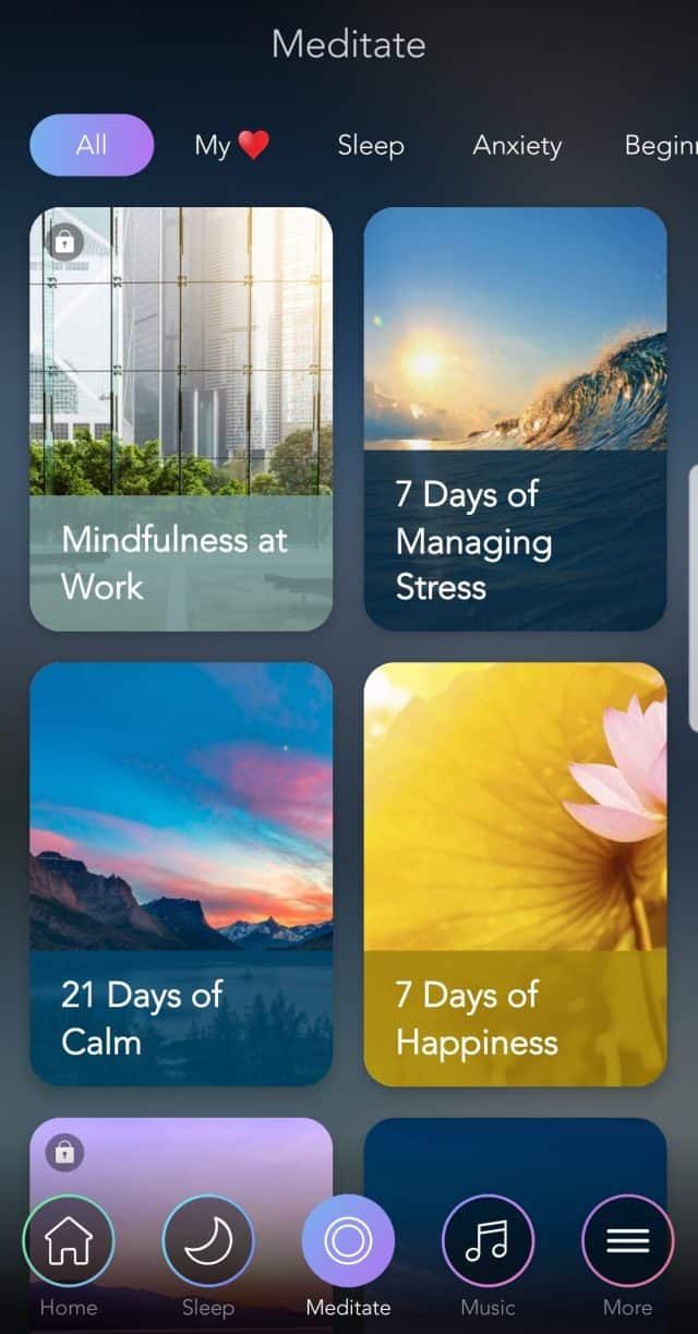 Calm meditation courses screenshot