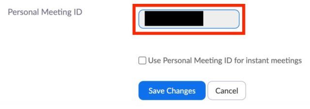 Editing the Personal Meeting ID