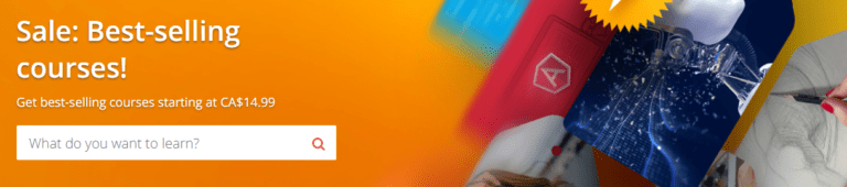 Banner advertising a site-wide course sale