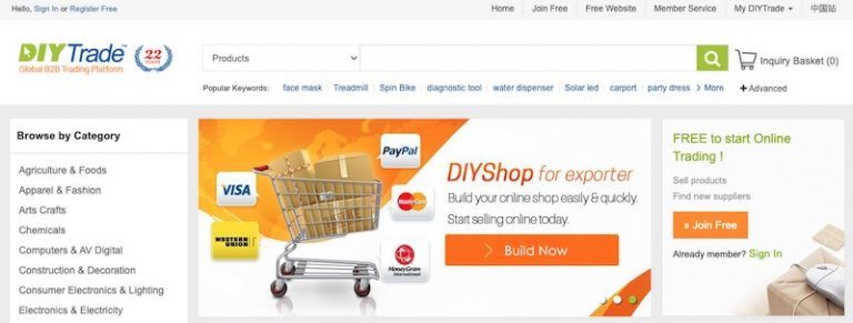 DIYTrade homepage