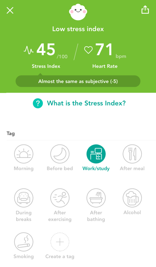 StressScan daily results screen