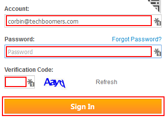 The AliExpress sign-in form