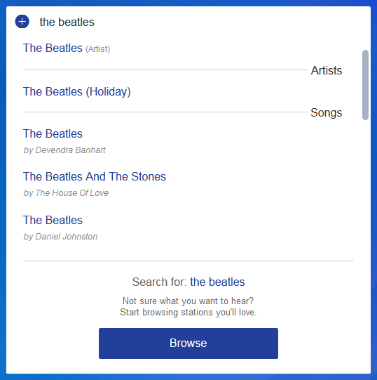 Selecting musical criteria for a Pandora radio station