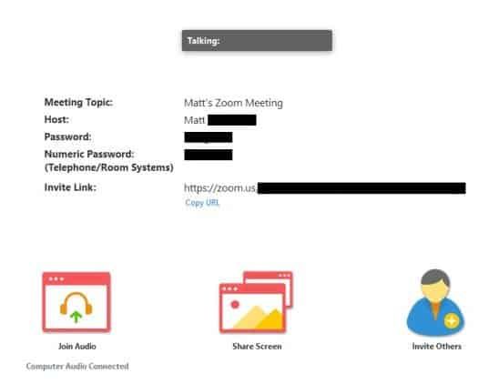 Meeting running on desktop