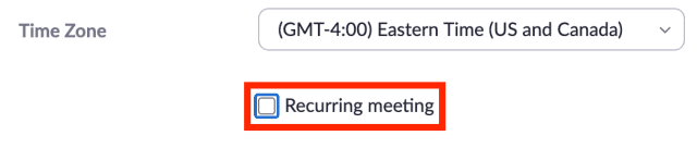 Recurring Meeting check box