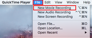 QuickTime new menu