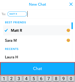 Start a chat on Snapchat