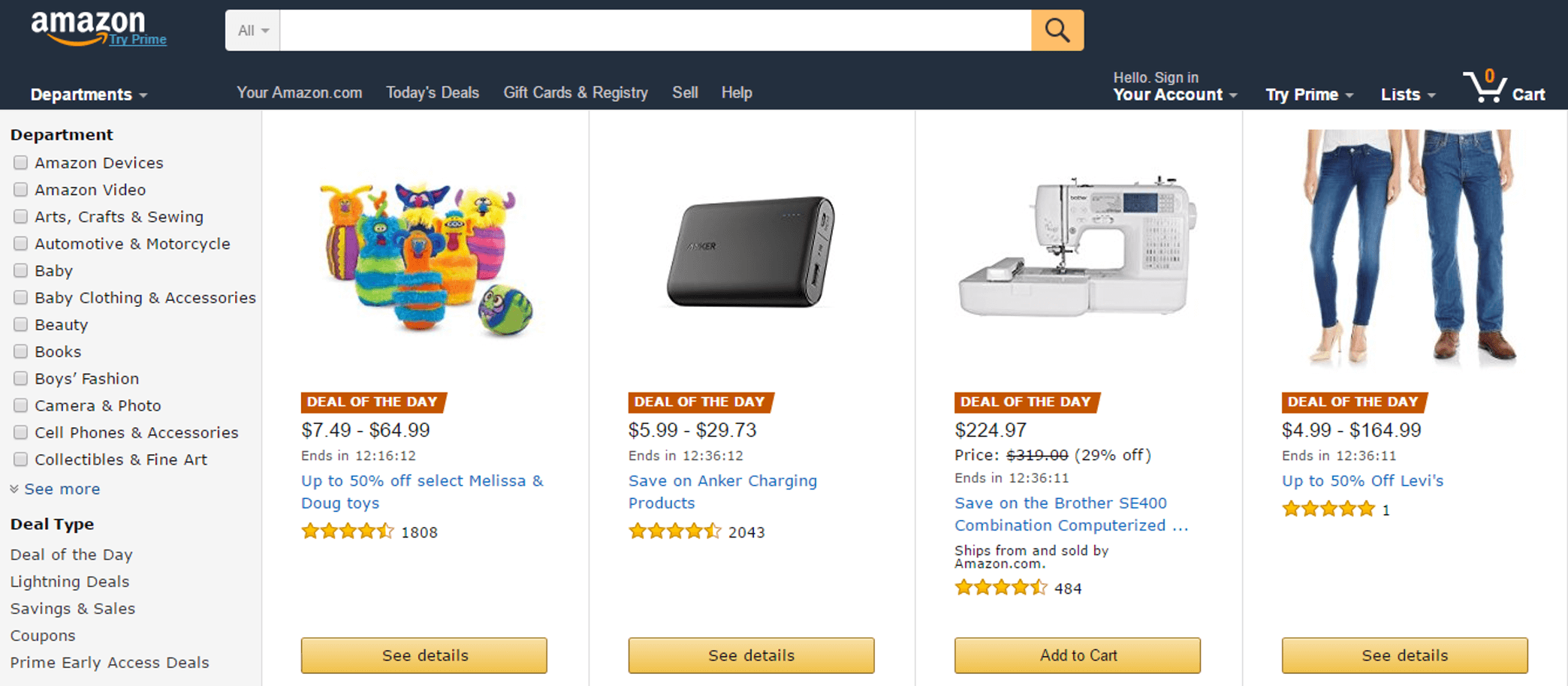 Amazon home page