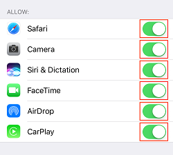 Select sliders to restrict apps