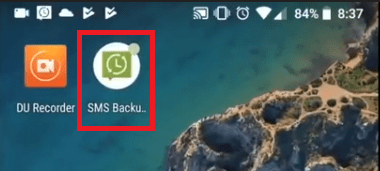 Launching the SMS Backup and Restore app