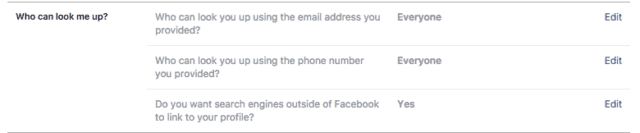 Changing who can look you up on Facebook