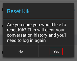How to confirm the reset of your Kik account