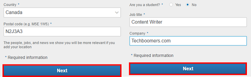 Fill out profile form with personal information