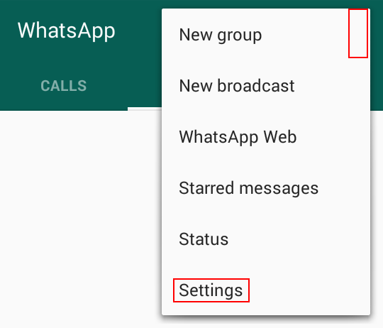 Access your WhatsApp settings