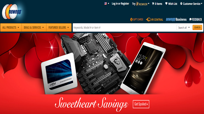 NewEgg homepage