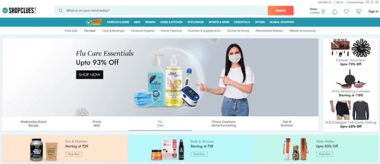 Shopclues homepage