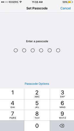 Passcode options