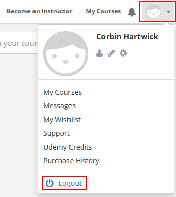 How to log out of Udemy