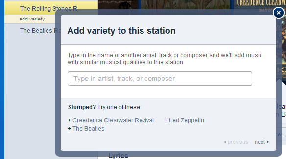 Refining the musical criteria for a Pandora radio station