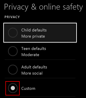 Xbox One privacy and safety settings