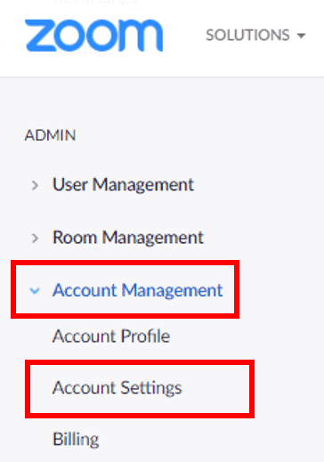 Accessing Account Settings in the navigation panel