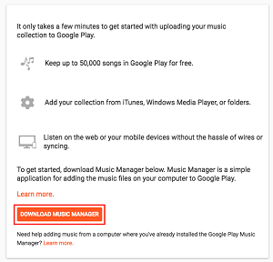 Music Manager app in Google Play store