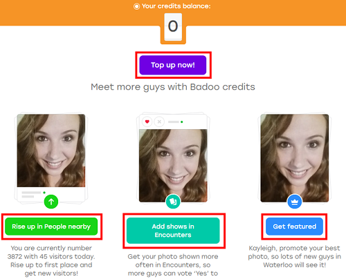 Badoo paid features screen