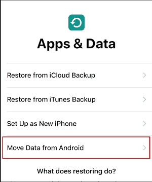 Move Data from Android button