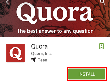 How to begin installing the Quora app