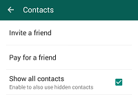 WhatsApp contacts options menu
