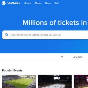 SeatGeek homepage