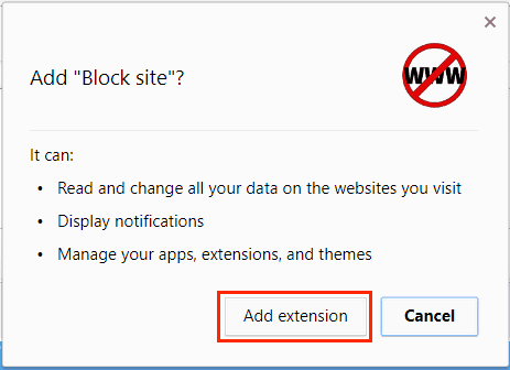 Confirm adding an extension to Chrome after reading its permissions