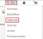 Access eBay Watch List from My eBay menu