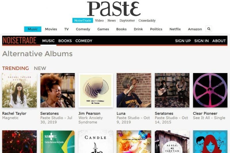 NoiseTrade alternative music genre section