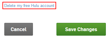Hulu delete my free account button