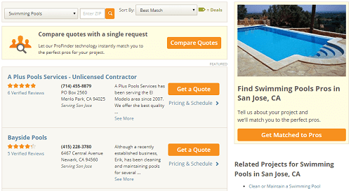 Reviews of contractors on HomeAdvisor