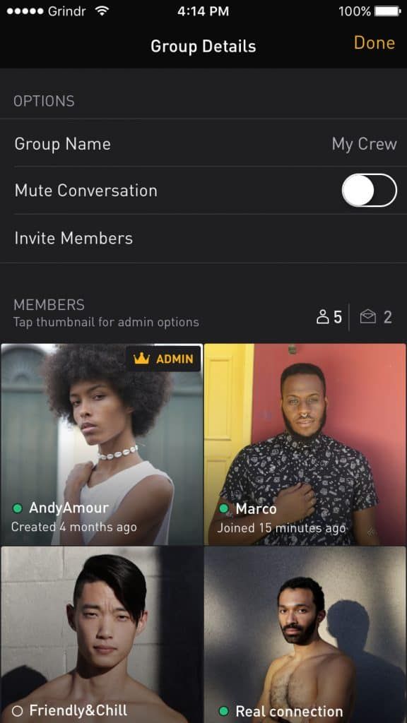 An example of the Grindr app